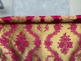 Tela de fallera oro y rojo, antigua seda