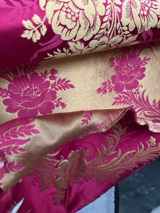 Tela de fallera oro y rojo, antigua seda