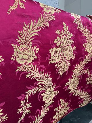 Tela de fallera oro y rojo, antigua seda