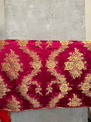 Tela de fallera oro y rojo, antigua seda