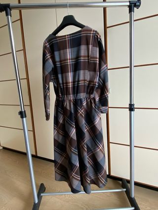 Vestito donna scozzese marrone e grigio