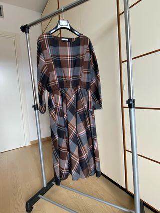 Vestito donna scozzese marrone e grigio