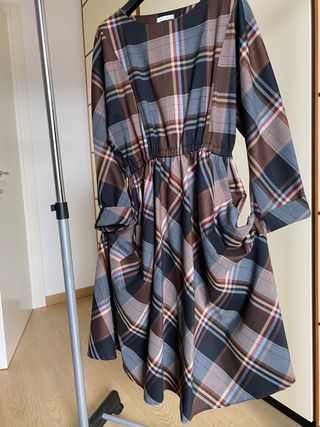 Vestito donna scozzese marrone e grigio