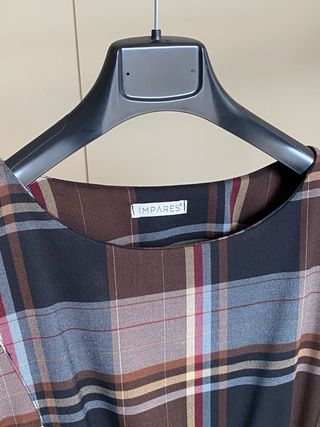 Vestito donna scozzese marrone e grigio