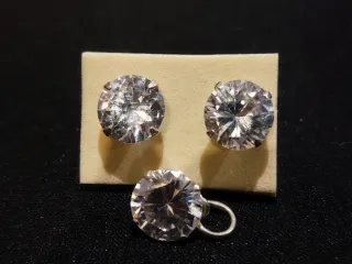 Conjunto Plata y Circonitas Pendientes+Colgante
