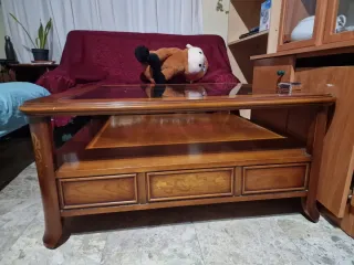 Mesa centro madera cristal cajones