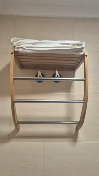 Estantería baño bambú y acero inoxidable.
