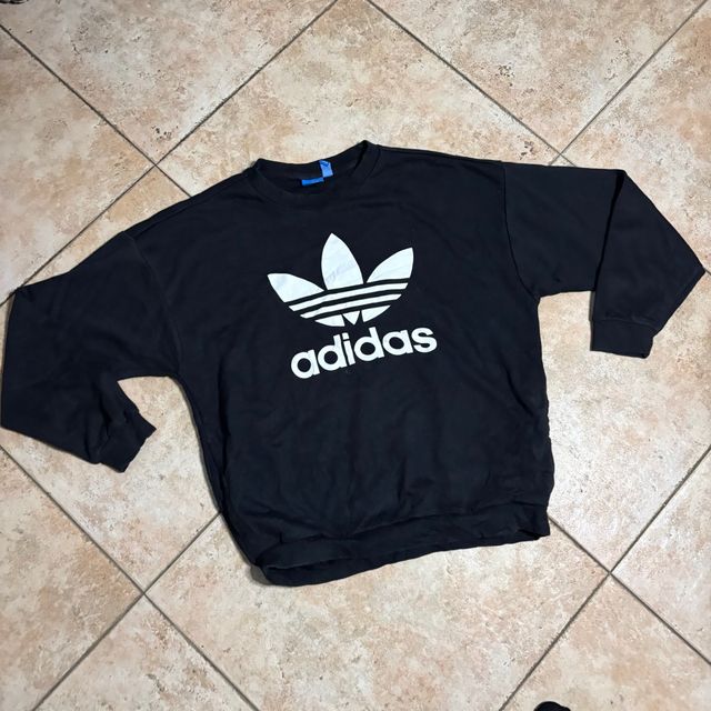 Hoodie Adidas Black Streetwear Y2K Oversize Pocket