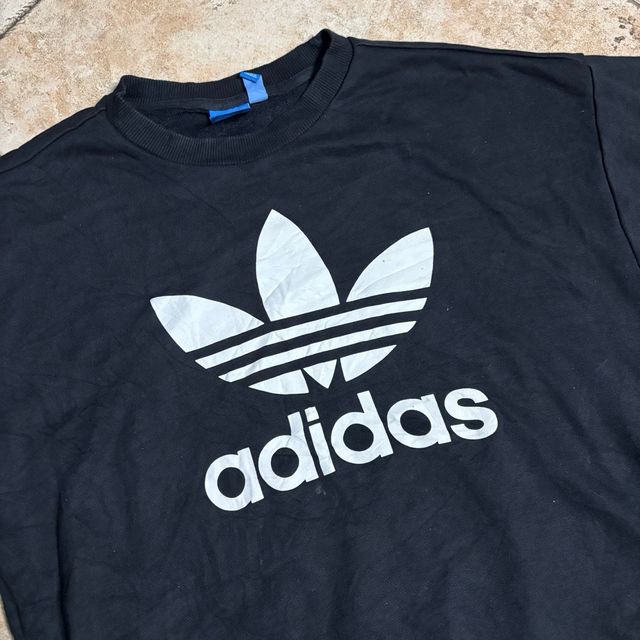 Hoodie Adidas Black Streetwear Y2K Oversize Pocket