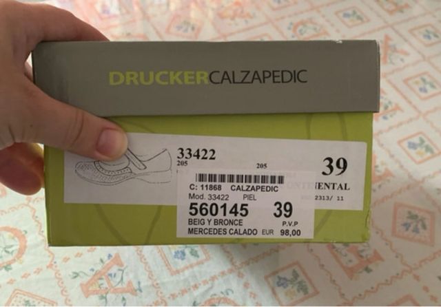 Zapatos Drucker Beige/Marrón Talla 39