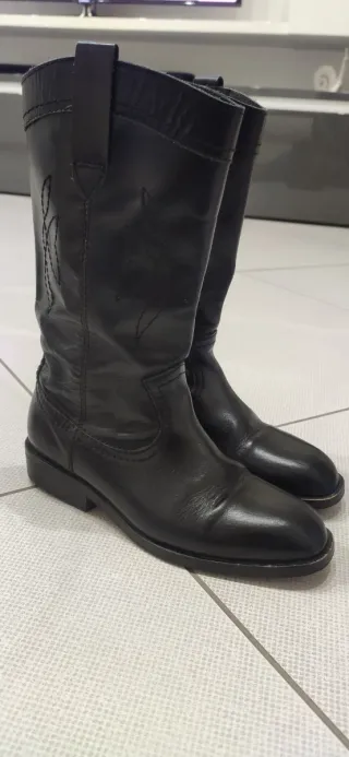 Stivali da bambina ZARA neri in pelle, taglia 32