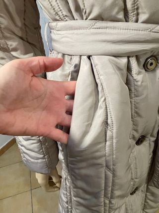 Cappotto trapuntato beige con cintura Tg. M/L