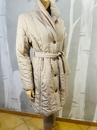 Cappotto trapuntato beige con cintura Tg. M/L
