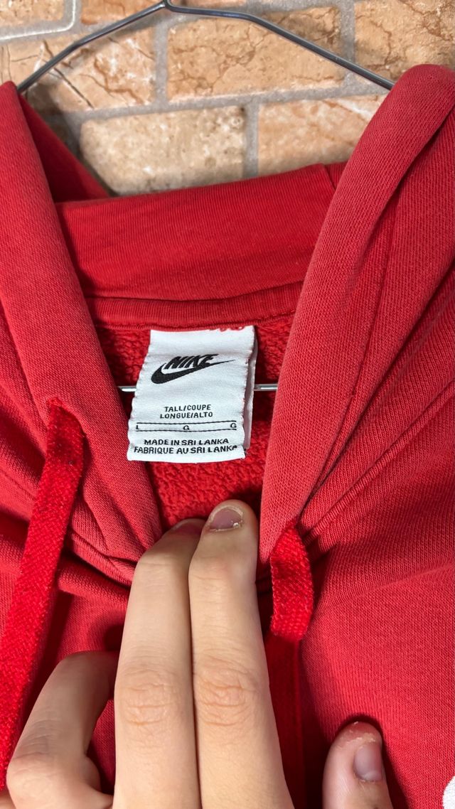 Nike Red Hoodie Sweatshirt Basic Pullover Y2K 2000