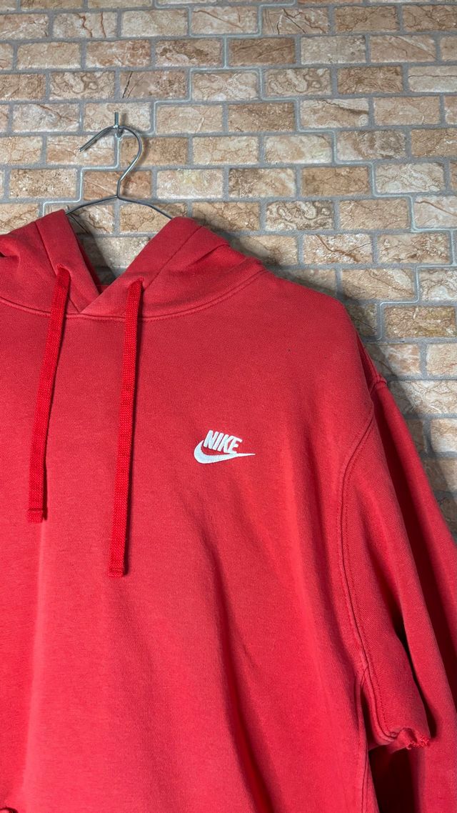 Nike Red Hoodie Sweatshirt Basic Pullover Y2K 2000