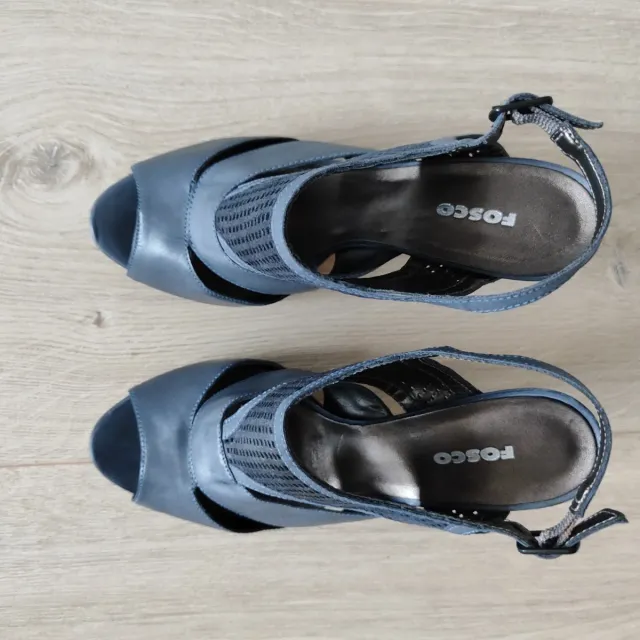Sandalias Fosco Cuero Azul Grisáceo Talla 37