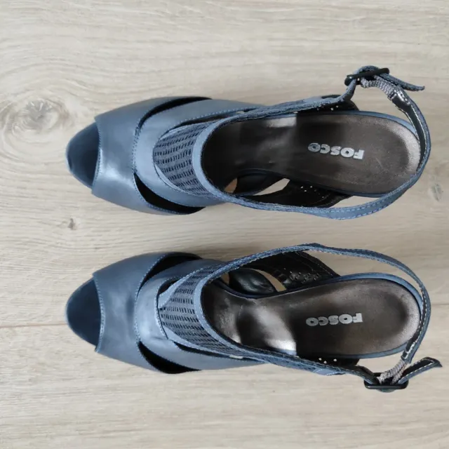 Sandalias Fosco Cuero Azul Grisáceo Talla 37