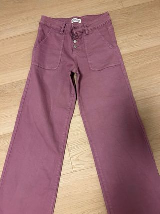 Pantalones rectos color rosa/morado