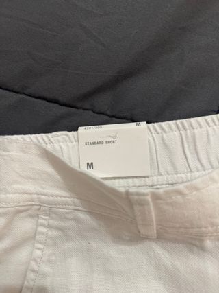 Bermuda Zara Algodón Lino Blanca Hombre