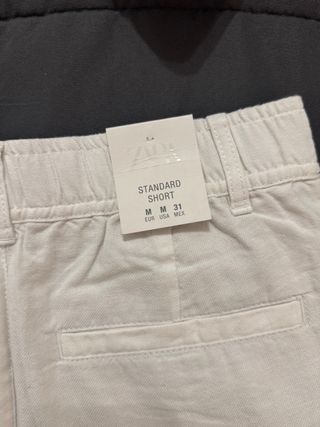 Bermuda Zara Algodón Lino Blanca Hombre