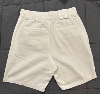 Bermuda Zara Algodón Lino Blanca Hombre