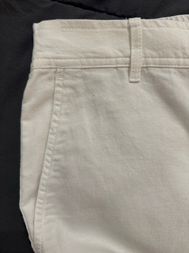 Bermuda Zara Algodón Lino Blanca Hombre