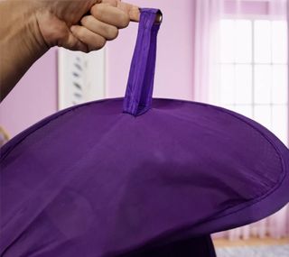 Organizador cesta colgante de malla de red morada