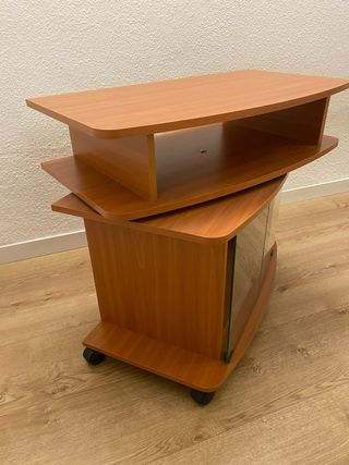 Mueble TV giratorio madera y cristal