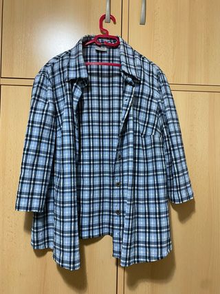 Camisa cuadros azul y negro talla XL Talla Moda