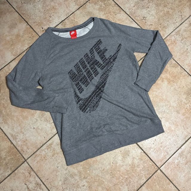 Nike Hoodie Grey Streetwear Logo BlackY2K Vintage