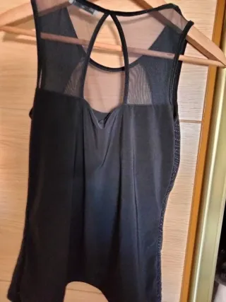 Blusa Inside Talla L Negra Brillante