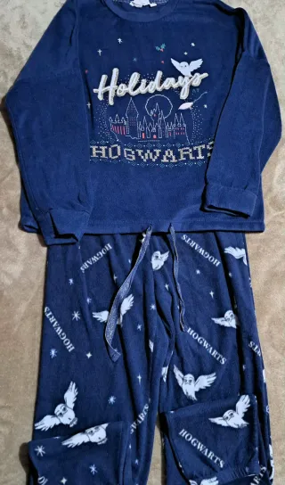 Pijama Mujer Invierno Hogwarts Azul