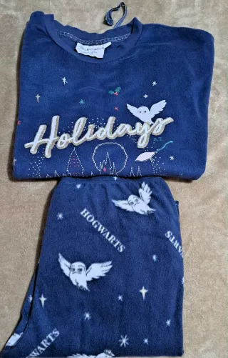 Pijama Mujer Invierno Hogwarts Azul