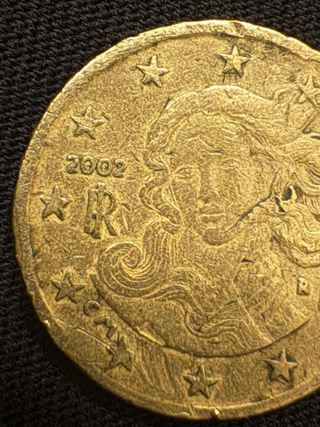 Moneda 10 céntimos de euro. Italia 2002 rara.