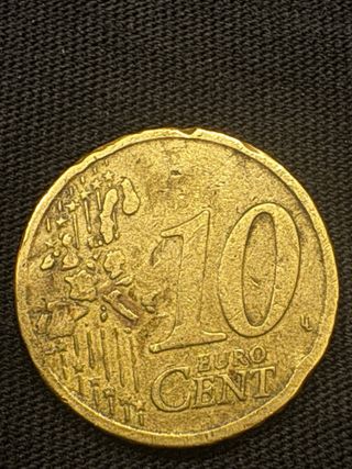 Moneda 10 céntimos de euro. Italia 2002 rara.