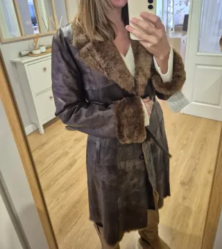 Abrigo Piel Genuina Lujo Marrón