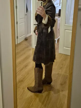 Abrigo Piel Genuina Lujo Marrón