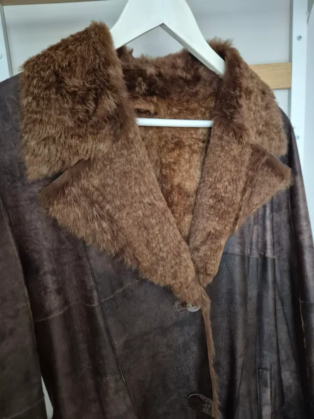 Abrigo Piel Genuina Lujo Marrón