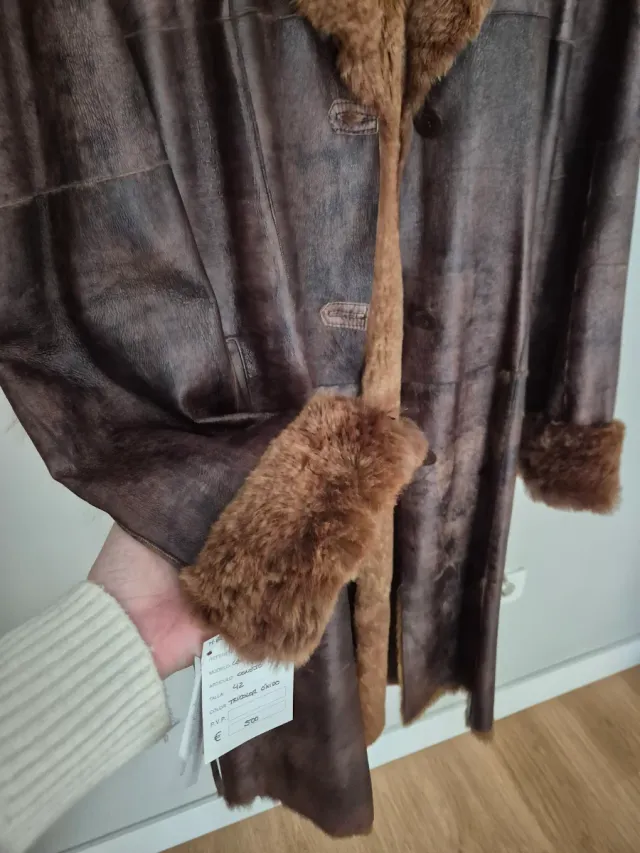 Abrigo Piel Genuina Lujo Marrón