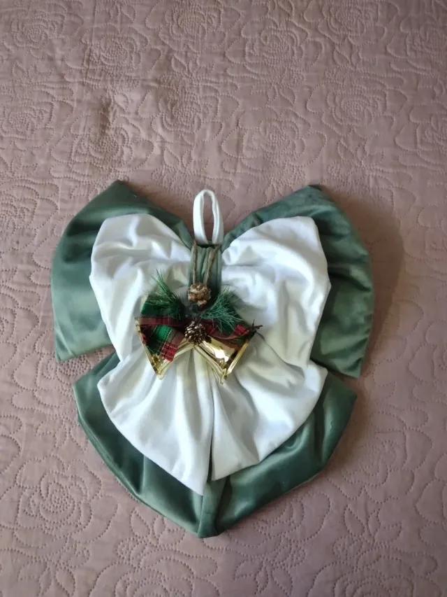 Fiocco natalizio verde e bianco