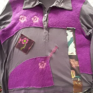 Jersey vintage GENFENS gris y morado