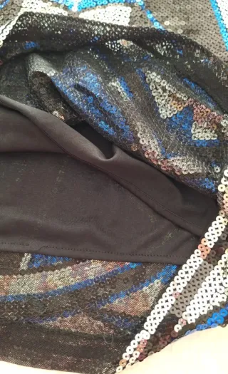 Minivestido fiesta lentejuelas azul y plata