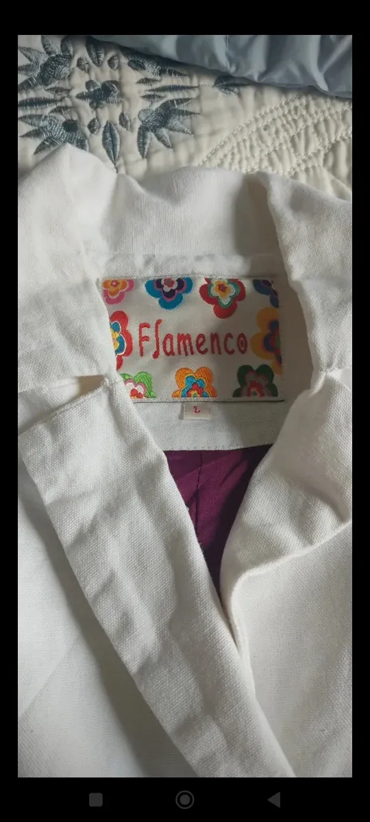 Abrigo primaveral Flamenco Blanco y Gris