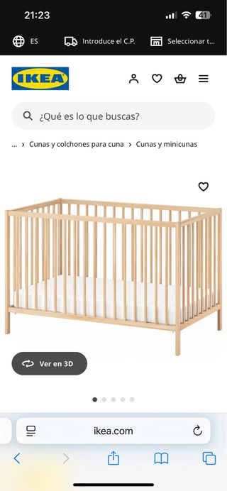 Cuna Ikea Madera y colchón