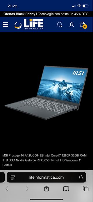 Portatile MSI Prestige 14 Intel i7 1280P 32GB nuovo