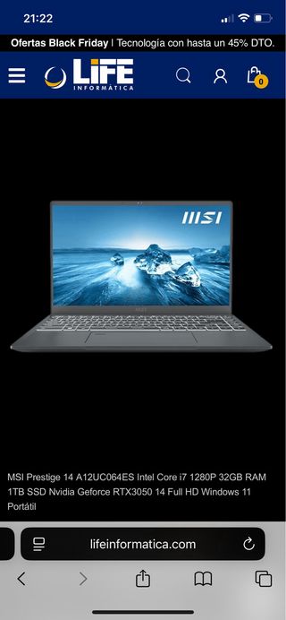 Portatile MSI Prestige 14 Intel i7 1280P 32GB nuovo