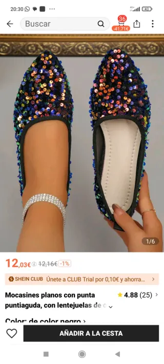 Mocasines planos lentejuelas negros