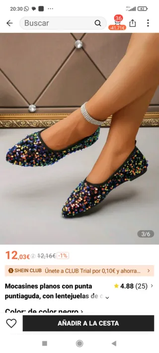 Mocasines planos lentejuelas negros