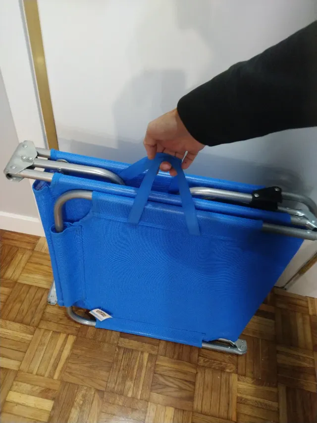 Tumbona nueva, azul, plegable