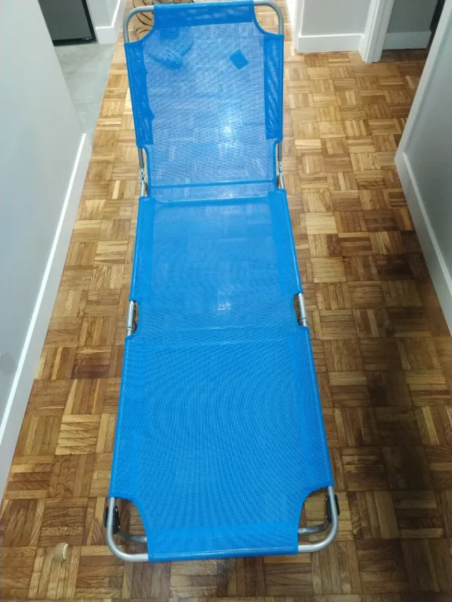 Tumbona nueva, azul, plegable